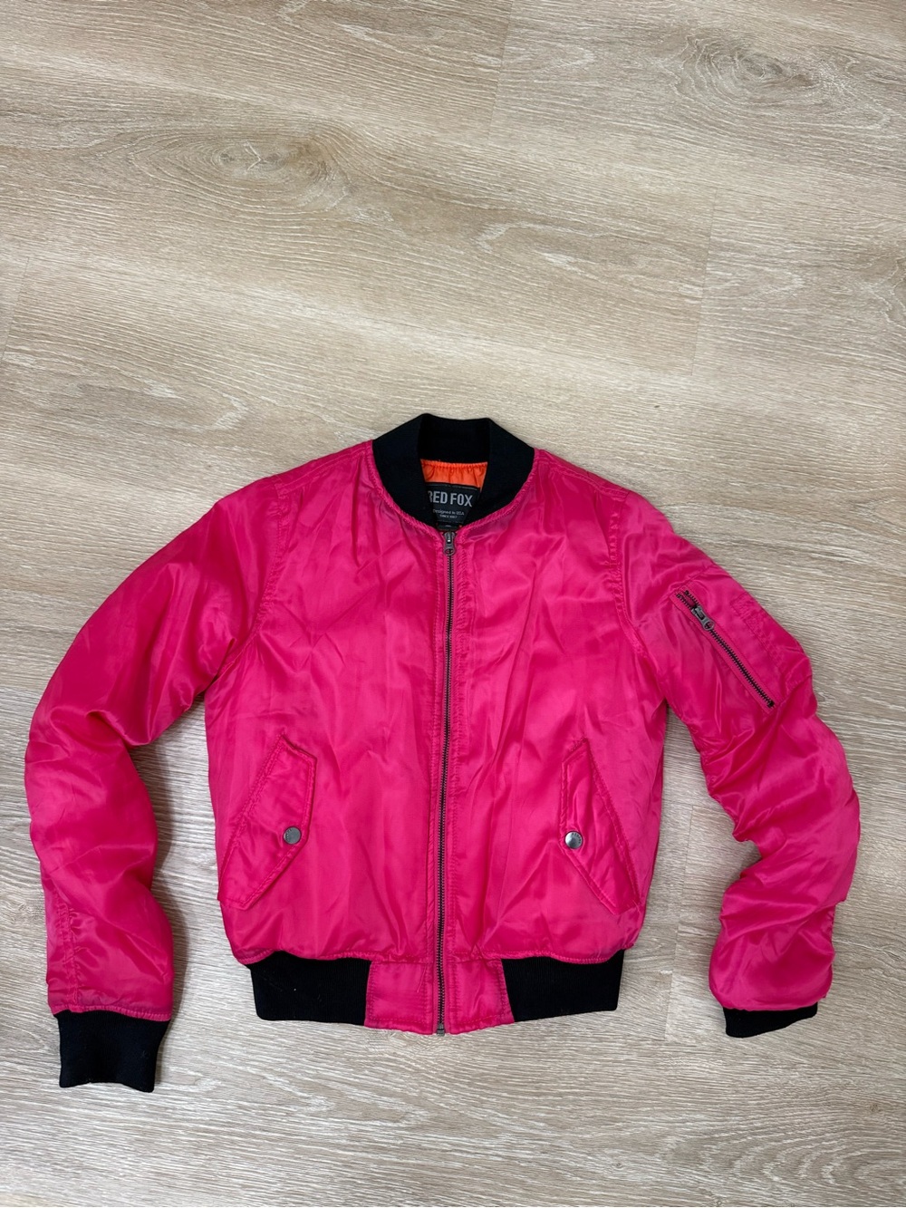 RED FOX Women’s Pink Bomber Jacket Size S Flight MA-1 Style Lightweight Zip Up